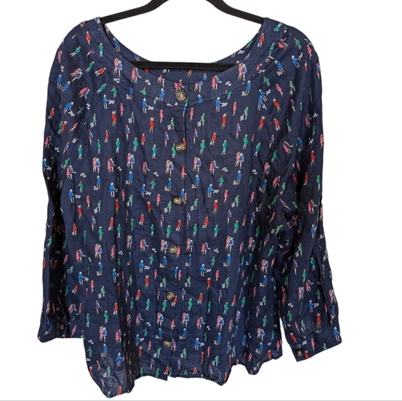 Boden linen blouse Women and Dogs Novelty print sz 22 - Picture 3 of 8